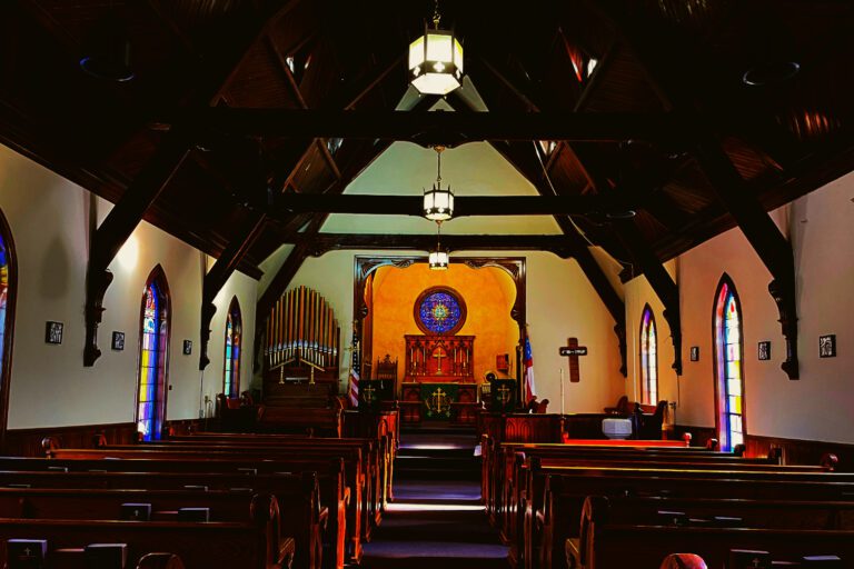 St. John's Episcopal Church Interior in evening